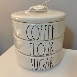 🤍 Rae Dunn Ceramic Stackable Canister Set - Coffee, Flour, Sugar